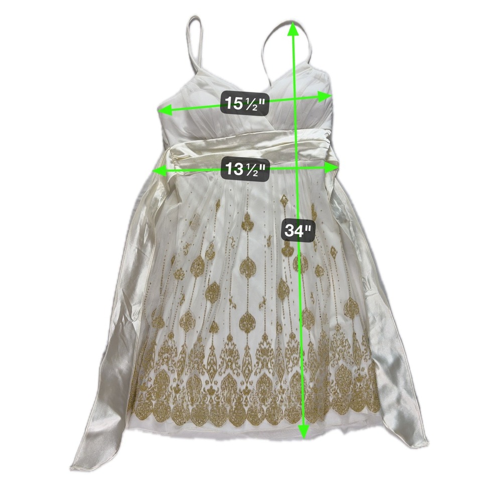 Vintage Y2K Taboo White Embellished‎ Dress M Babydoll Ethereal Hoco Coquettte - Picture 8 of 11